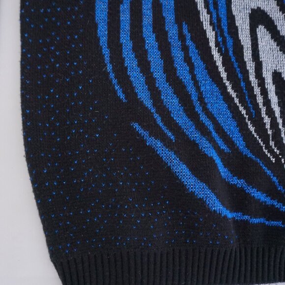 Vintage Ellen-D Kollection Black Blue Silver Knit Shimmer Abstract Sweater S - Picture 7 of 10